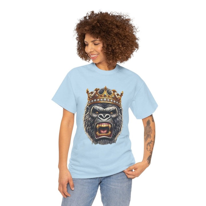 Angry Gorilla King Unisex Heavy Cotton Tee - Light Blue - S - Angry Gorilla King Unisex Heavy Cotton Tee - Tatoo Tee