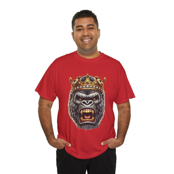 Angry Gorilla King Unisex Heavy Cotton Tee - Red - S - Angry Gorilla King Unisex Heavy Cotton Tee - Tatoo Tee