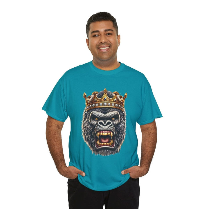 Angry Gorilla King Unisex Heavy Cotton Tee - Red - S - Angry Gorilla King Unisex Heavy Cotton Tee - Tatoo Tee
