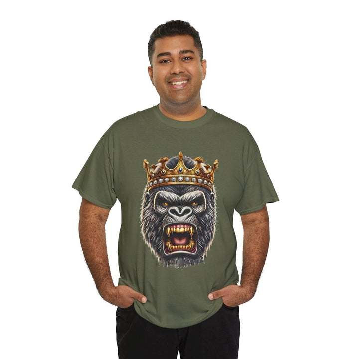Angry Gorilla King Unisex Heavy Cotton Tee - Red - S - Angry Gorilla King Unisex Heavy Cotton Tee - Tatoo Tee