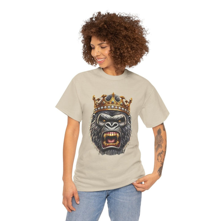 Angry Gorilla King Unisex Heavy Cotton Tee - Sand - S - Angry Gorilla King Unisex Heavy Cotton Tee - Tatoo Tee