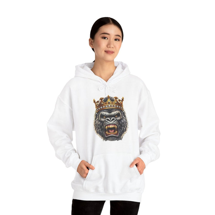 Angry Gorilla King Unisex Hoodie - White - S - Angry Gorilla King Unisex Hoodie - Tatoo Tee