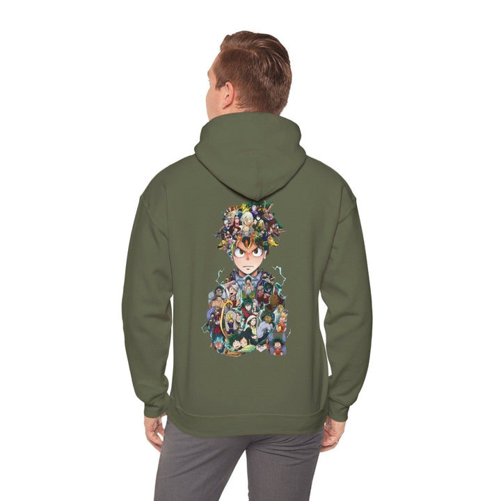 Anime Character Hooded Sweatshirt - Unisex Heavy Blend™ - Perfect for Fans - Military Green - S - Anime Character Hooded Sweatshirt - Unisex Heavy Blend™ - Perfect for Fans - Tatoo Tee