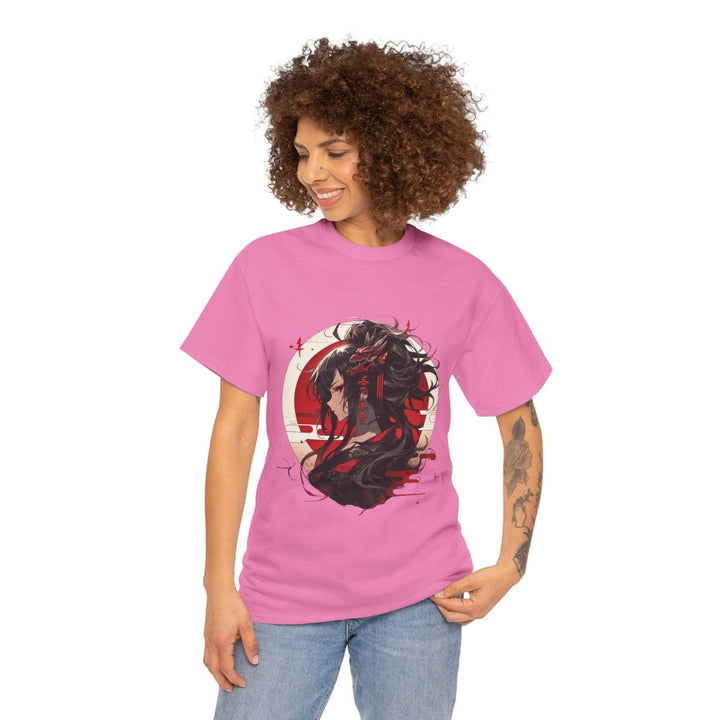 Anime Dragon Girl Unisex Heavy Cotton Tee - Azalea - S - Anime Dragon Girl Unisex Heavy Cotton Tee - Tatoo Tee