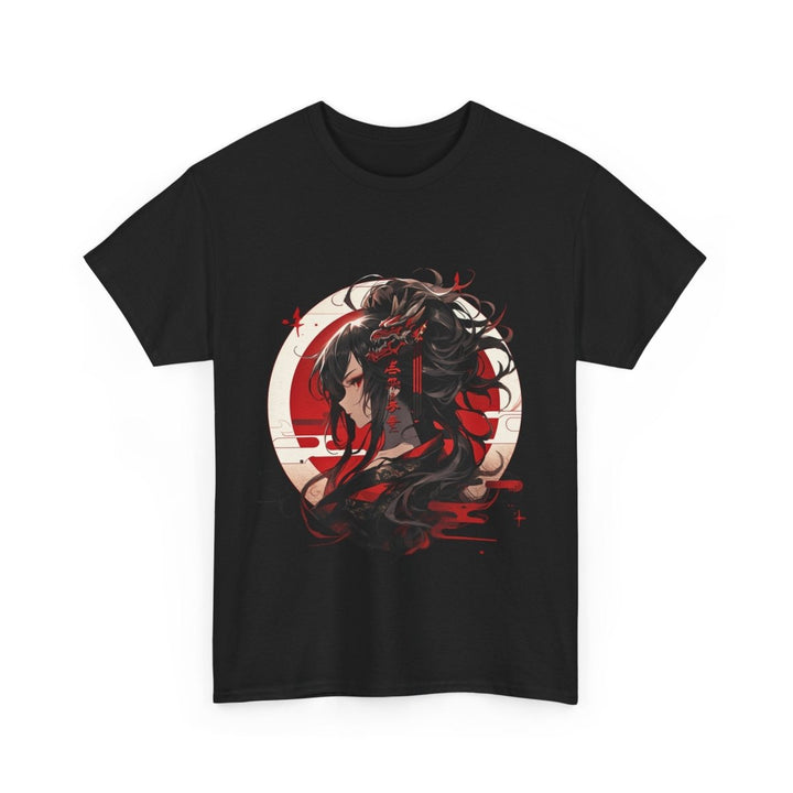 Anime Dragon Girl Unisex Heavy Cotton Tee - Cardinal Red - S - Anime Dragon Girl Unisex Heavy Cotton Tee - Tatoo Tee