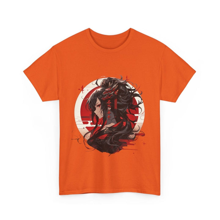 Anime Dragon Girl Unisex Heavy Cotton Tee - Cardinal Red - S - Anime Dragon Girl Unisex Heavy Cotton Tee - Tatoo Tee