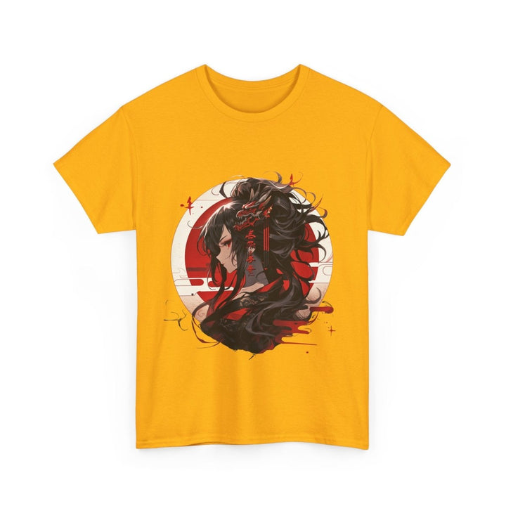 Anime Dragon Girl Unisex Heavy Cotton Tee - Cardinal Red - S - Anime Dragon Girl Unisex Heavy Cotton Tee - Tatoo Tee