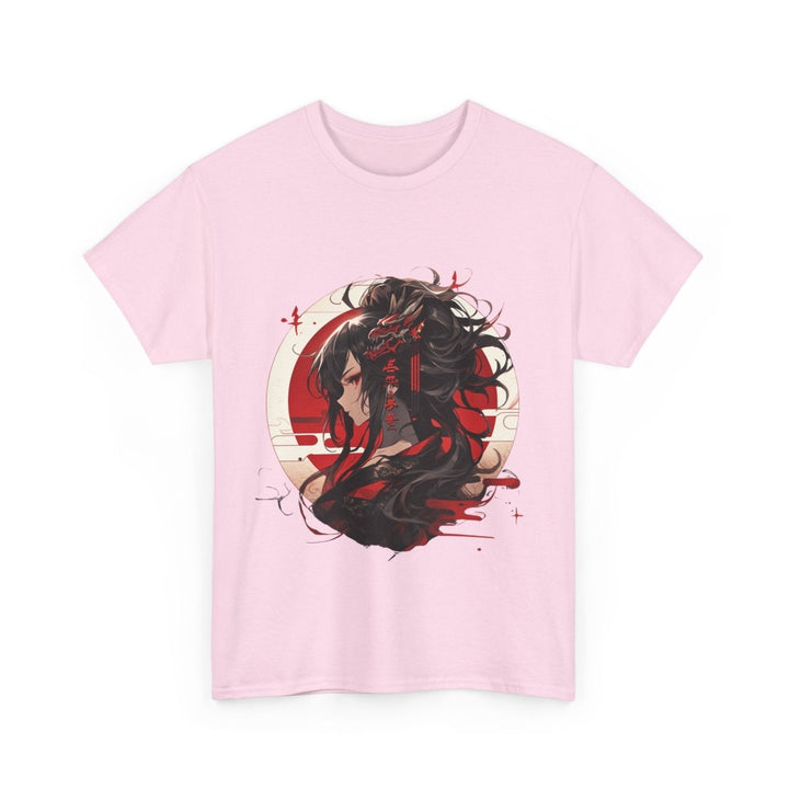 Anime Dragon Girl Unisex Heavy Cotton Tee - Cardinal Red - S - Anime Dragon Girl Unisex Heavy Cotton Tee - Tatoo Tee