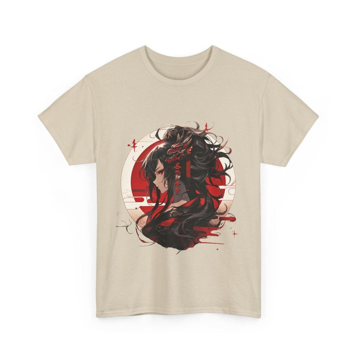 Anime Dragon Girl Unisex Heavy Cotton Tee - Cardinal Red - S - Anime Dragon Girl Unisex Heavy Cotton Tee - Tatoo Tee
