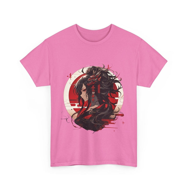 Anime Dragon Girl Unisex Heavy Cotton Tee - Cardinal Red - S - Anime Dragon Girl Unisex Heavy Cotton Tee - Tatoo Tee