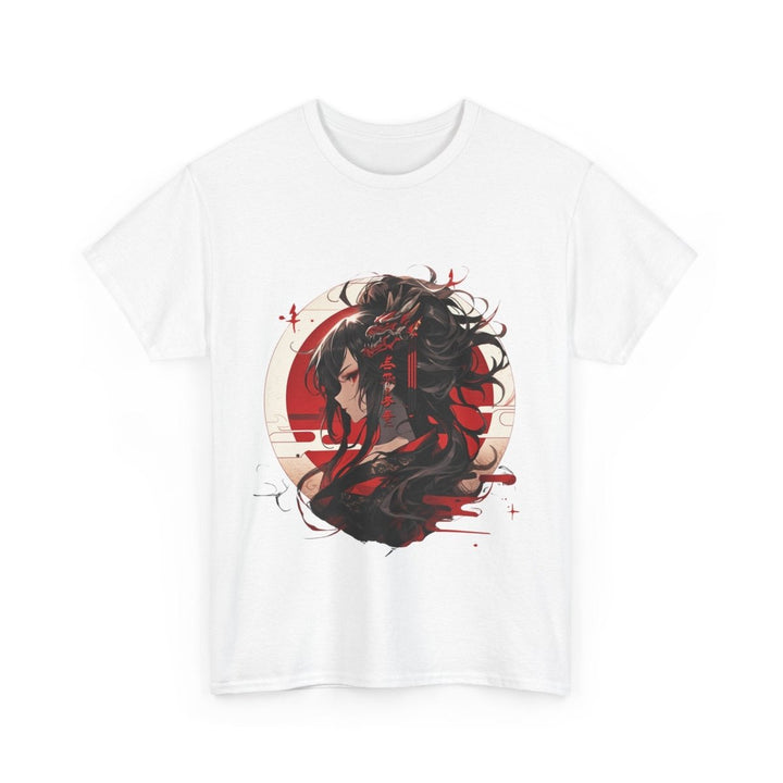 Anime Dragon Girl Unisex Heavy Cotton Tee - Cardinal Red - S - Anime Dragon Girl Unisex Heavy Cotton Tee - Tatoo Tee