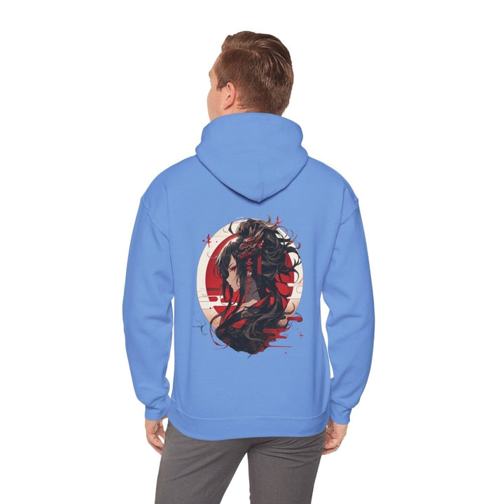 Anime Dragon Girl Unisex Hoodie - Carolina Blue - S - Anime Dragon Girl Unisex Hoodie - Tatoo Tee