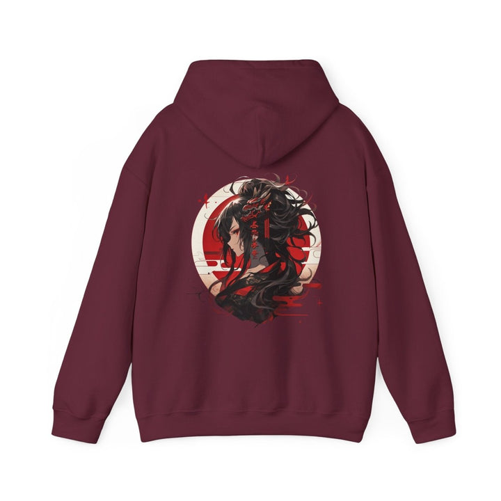 Anime Dragon Girl Unisex Hoodie - Red - S - Anime Dragon Girl Unisex Hoodie - Tatoo Tee
