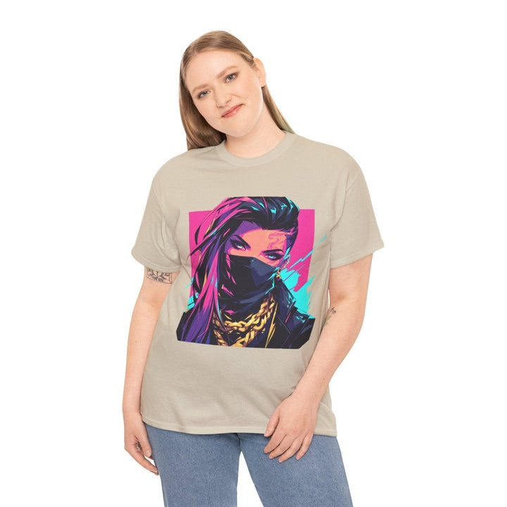 Anime Gangsta Girl Unisex Heavy Cotton Tee - Azalea - S - Anime Gangsta Girl Unisex Heavy Cotton Tee - Tatoo Tee