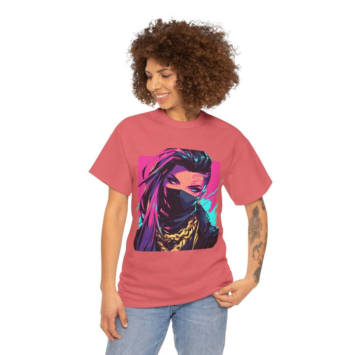 Anime Gangsta Girl Unisex Heavy Cotton Tee - Coral Silk - S - Anime Gangsta Girl Unisex Heavy Cotton Tee - Tatoo Tee
