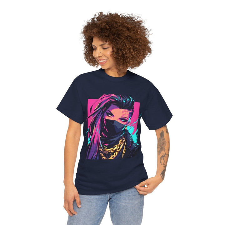 Anime Gangsta Girl Unisex Heavy Cotton Tee - Navy - S - Anime Gangsta Girl Unisex Heavy Cotton Tee - Tatoo Tee