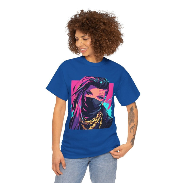 Anime Gangsta Girl Unisex Heavy Cotton Tee - Royal - S - Anime Gangsta Girl Unisex Heavy Cotton Tee - Tatoo Tee