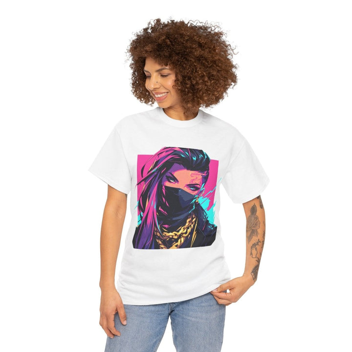 Anime Gangsta Girl Unisex Heavy Cotton Tee - White - S - Anime Gangsta Girl Unisex Heavy Cotton Tee - Tatoo Tee