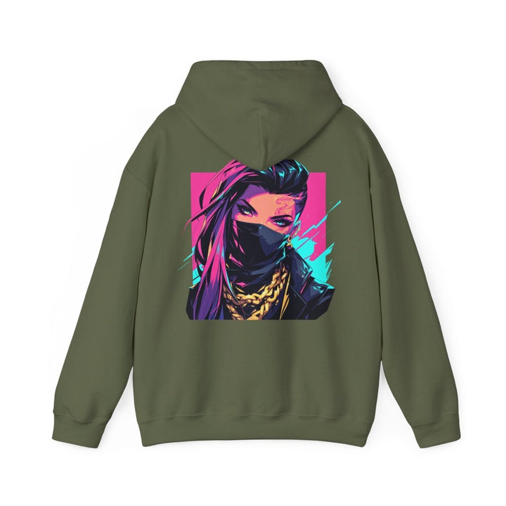 Anime Gangsta Girl Unisex Hoodie - Military Green - S - Anime Gangsta Girl Unisex Hoodie - Tatoo Tee