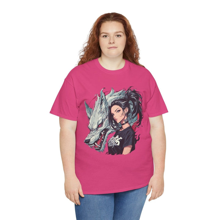 Anime Gangsta Wolf Princess Unisex Heavy Cotton Tee - Heliconia - S - Anime Gangsta Wolf Princess Unisex Heavy Cotton Tee - Tatoo Tee