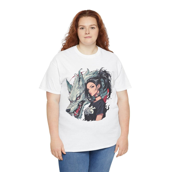 Anime Gangsta Wolf Princess Unisex Heavy Cotton Tee - Heliconia - S - Anime Gangsta Wolf Princess Unisex Heavy Cotton Tee - Tatoo Tee