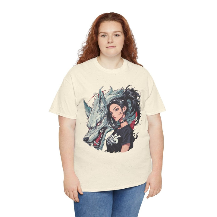 Anime Gangsta Wolf Princess Unisex Heavy Cotton Tee - Heliconia - S - Anime Gangsta Wolf Princess Unisex Heavy Cotton Tee - Tatoo Tee