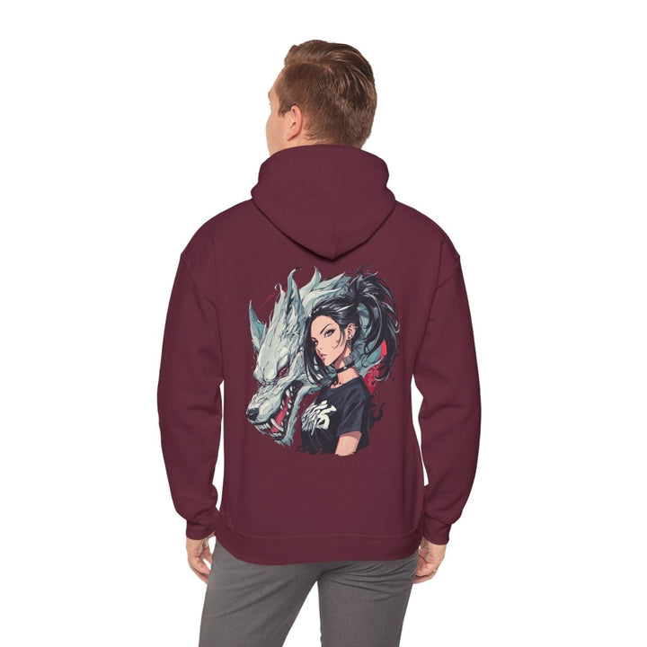 Anime Gangsta Wolf Princess Unisex Hoodie - Maroon - S - Anime Gangsta Wolf Princess Unisex Hoodie - Tatoo Tee