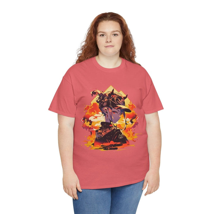 Anime Girl Unisex Heavy Cotton Tee - Coral Silk - S - Anime Girl Unisex Heavy Cotton Tee - Tatoo Tee