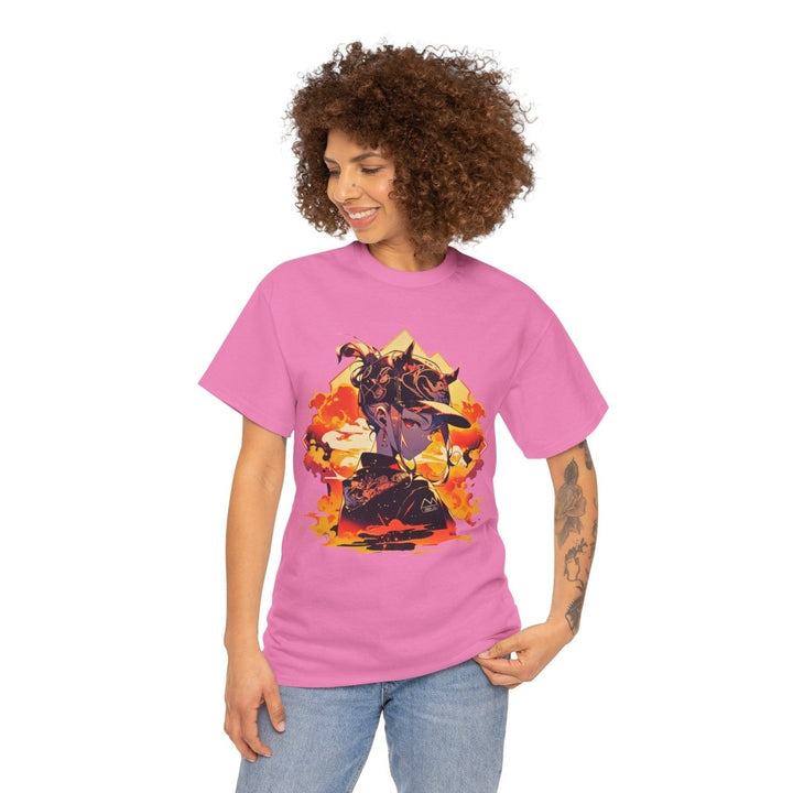 Anime Girl Unisex Heavy Cotton Tee - Heliconia - S - Anime Girl Unisex Heavy Cotton Tee - Tatoo Tee