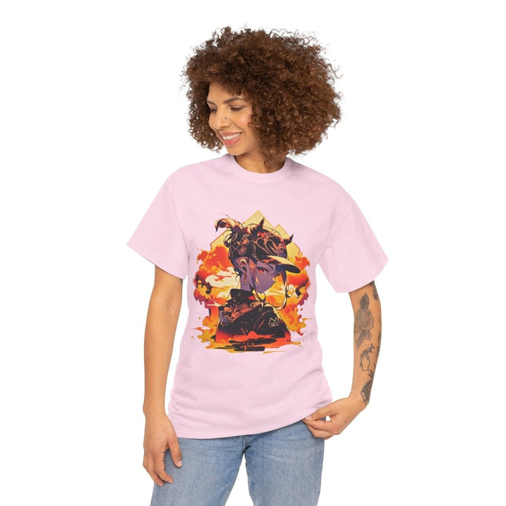 Anime Girl Unisex Heavy Cotton Tee - Heliconia - S - Anime Girl Unisex Heavy Cotton Tee - Tatoo Tee