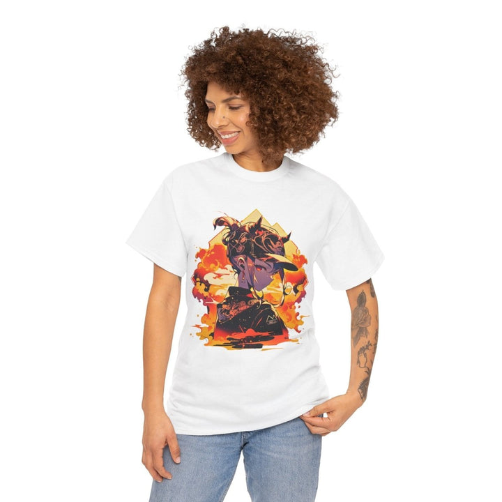Anime Girl Unisex Heavy Cotton Tee - Heliconia - S - Anime Girl Unisex Heavy Cotton Tee - Tatoo Tee