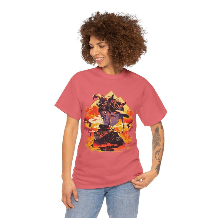 Anime Girl Unisex Heavy Cotton Tee - Heliconia - S - Anime Girl Unisex Heavy Cotton Tee - Tatoo Tee