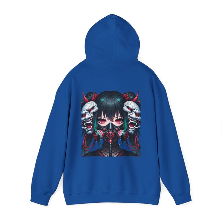 Anime Girl With Oni Mask Unisex Hoodie - Red - S - Anime Girl With Oni Mask Unisex Hoodie - Tatoo Tee