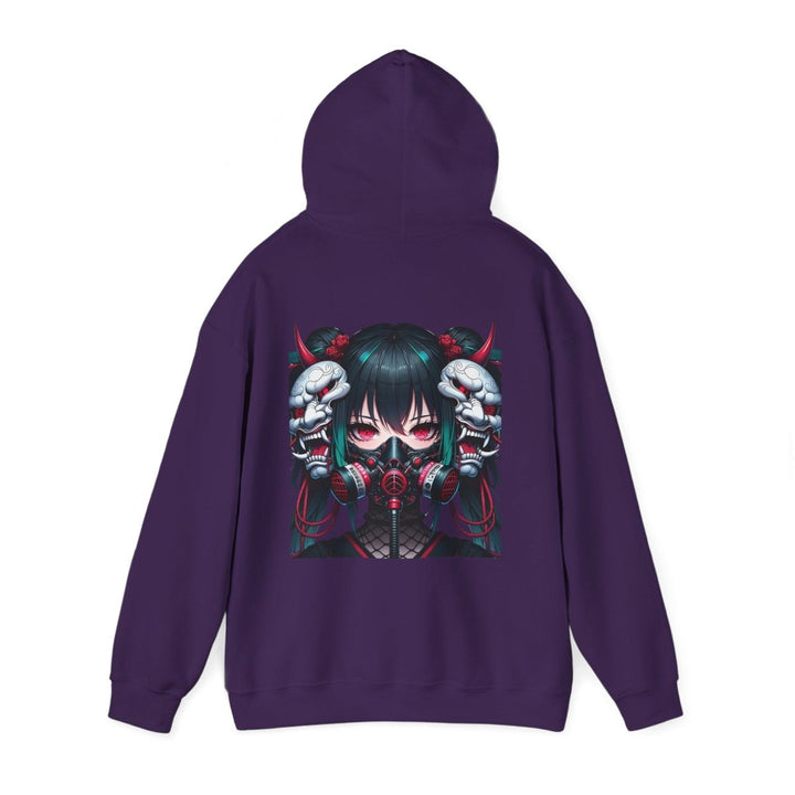 Anime Girl With Oni Mask Unisex Hoodie - Red - S - Anime Girl With Oni Mask Unisex Hoodie - Tatoo Tee