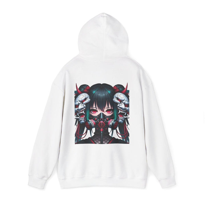 Anime Girl With Oni Mask Unisex Hoodie - Red - S - Anime Girl With Oni Mask Unisex Hoodie - Tatoo Tee