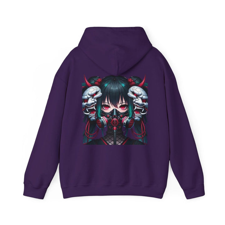 Anime Girl With Oni Mask Unisex Hoodie - Red - S - Anime Girl With Oni Mask Unisex Hoodie - Tatoo Tee