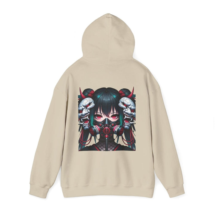 Anime Girl With Oni Mask Unisex Hoodie - Red - S - Anime Girl With Oni Mask Unisex Hoodie - Tatoo Tee
