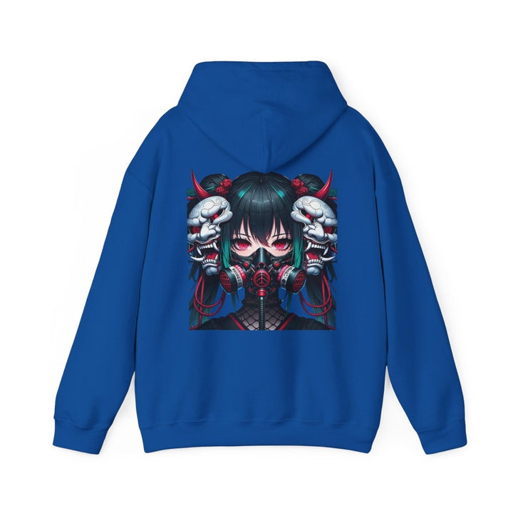 Anime Girl With Oni Mask Unisex Hoodie - Red - S - Anime Girl With Oni Mask Unisex Hoodie - Tatoo Tee