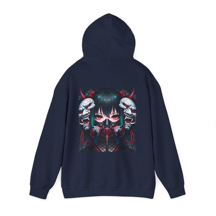 Anime Girl With Oni Mask Unisex Hoodie - Red - S - Anime Girl With Oni Mask Unisex Hoodie - Tatoo Tee