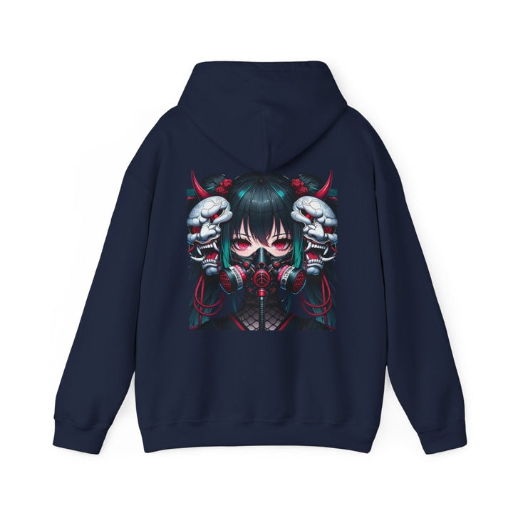 Anime Girl With Oni Mask Unisex Hoodie - Red - S - Anime Girl With Oni Mask Unisex Hoodie - Tatoo Tee