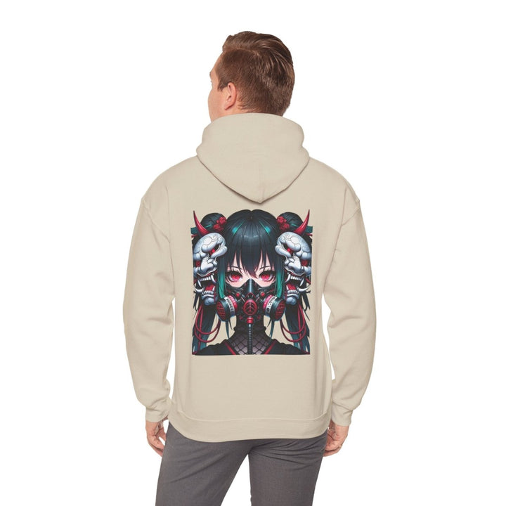 Anime Girl With Oni Mask Unisex Hoodie - Sand - S - Anime Girl With Oni Mask Unisex Hoodie - Tatoo Tee