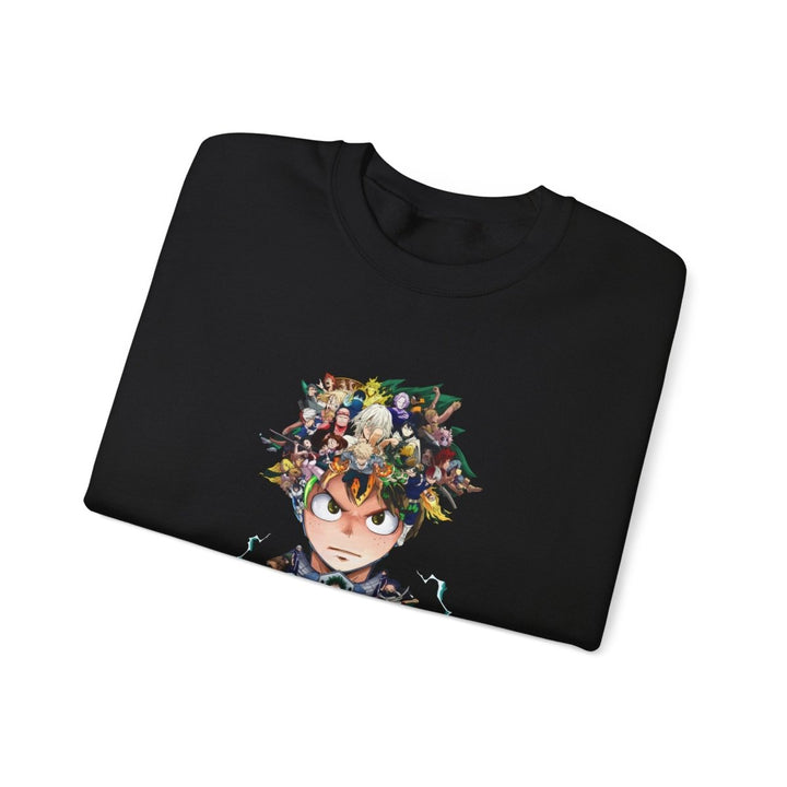 Anime - Inspired Unisex Crewneck Sweatshirt - Hero Collage Design - S - Navy - Anime - Inspired Unisex Crewneck Sweatshirt - Hero Collage Design - Tatoo Tee