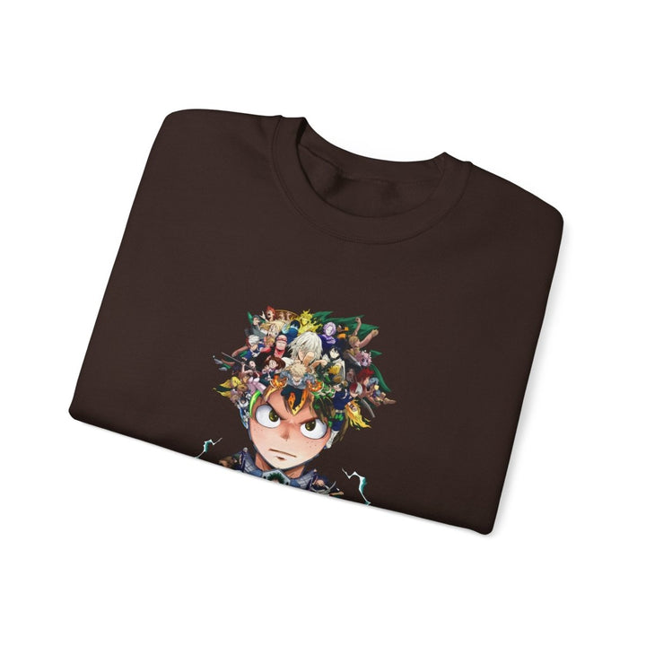 Anime - Inspired Unisex Crewneck Sweatshirt - Hero Collage Design - S - Navy - Anime - Inspired Unisex Crewneck Sweatshirt - Hero Collage Design - Tatoo Tee