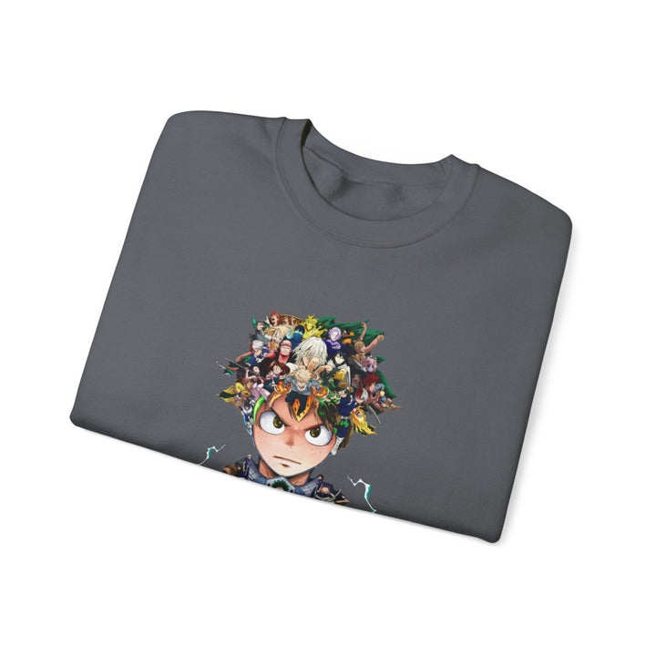 Anime - Inspired Unisex Crewneck Sweatshirt - Hero Collage Design - S - Navy - Anime - Inspired Unisex Crewneck Sweatshirt - Hero Collage Design - Tatoo Tee