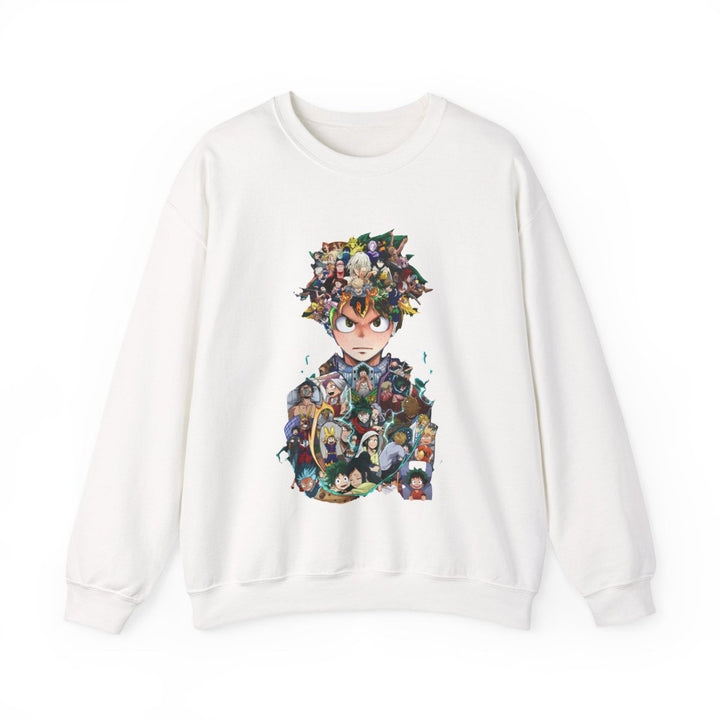 Anime - Inspired Unisex Crewneck Sweatshirt - Hero Collage Design - S - Navy - Anime - Inspired Unisex Crewneck Sweatshirt - Hero Collage Design - Tatoo Tee