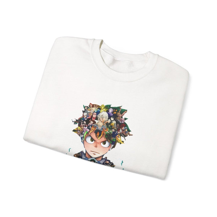 Anime - Inspired Unisex Crewneck Sweatshirt - Hero Collage Design - S - Navy - Anime - Inspired Unisex Crewneck Sweatshirt - Hero Collage Design - Tatoo Tee