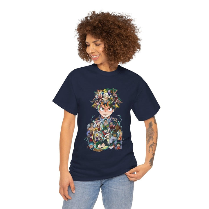 Anime - Inspired Unisex Heavy Cotton Tee - Heroic Comic Art Design - Navy - S - Anime - Inspired Unisex Heavy Cotton Tee - Heroic Comic Art Design - Tatoo Tee