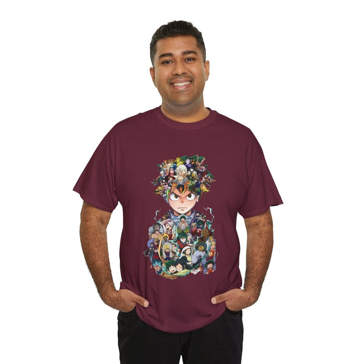 Anime - Inspired Unisex Heavy Cotton Tee - Heroic Comic Art Design - Red - S - Anime - Inspired Unisex Heavy Cotton Tee - Heroic Comic Art Design - Tatoo Tee
