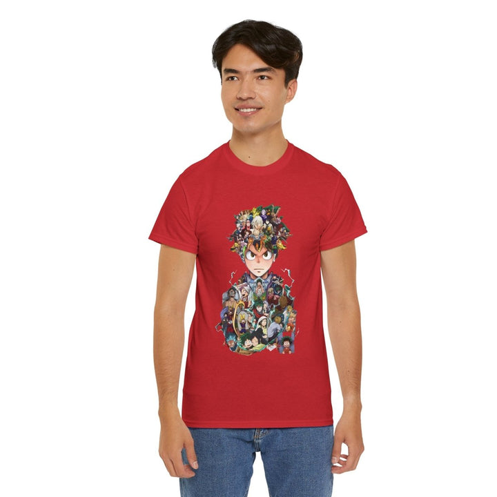 Anime - Inspired Unisex Heavy Cotton Tee - Heroic Comic Art Design - Red - S - Anime - Inspired Unisex Heavy Cotton Tee - Heroic Comic Art Design - Tatoo Tee
