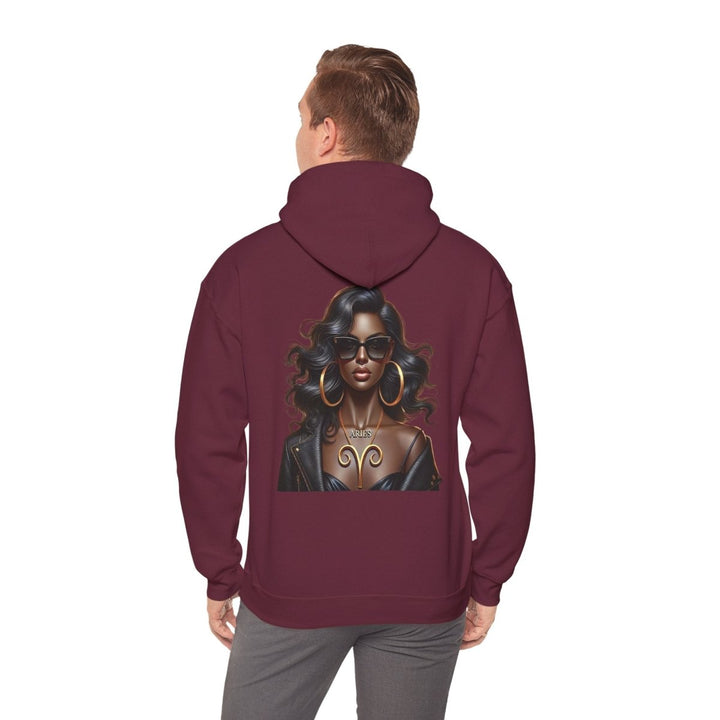 Aries Girl Unisex Hoodie - Maroon - S - Aries Girl Unisex Hoodie - Tatoo Tee